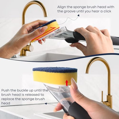 Sponge Brush Refills for OXO Dish Brush, 4 Pack Soap Dispensing Dish Refills, Scrub Replacement Head for Scrubber, Sponge Replacement Head Fits Soap Dispensing Handle - color: 4-pack