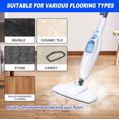 Hot Steam Mop Floor Cleaner Electric Hand Held Steam Cleaner 1500W Multipurpose Handheld Cleaning Machines Convenient Detachable Microfiber Pads For Cleaning Laminate Hardwood Marble Tile Floor Carpet