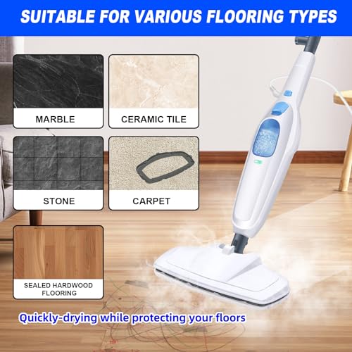 1500W Hot Steam Mop Floor Cleaner Electric Hand Held Steam Cleaner Multipurpose Handheld Cleaning Machines Detachable with Microfiber Pads For Cleaning Laminate Hardwood Marble Tile Floor Carpet