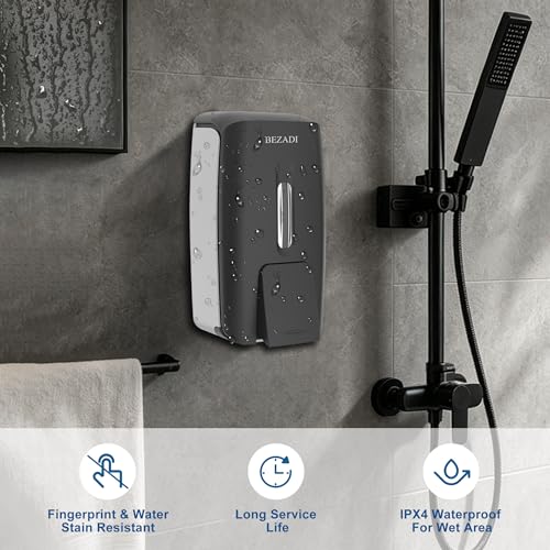 800ml Manual Soap Dispenser Wall Mount with Lock for Bathroom Kitchen Liquid Sanitizer ABS Balck 9088 - color: Black