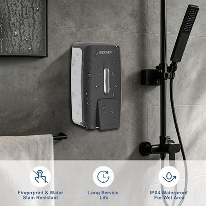 800ml Manual Soap Dispenser Wall Mount with Lock for Bathroom Kitchen Liquid Sanitizer ABS Balck 9088 - color: Black