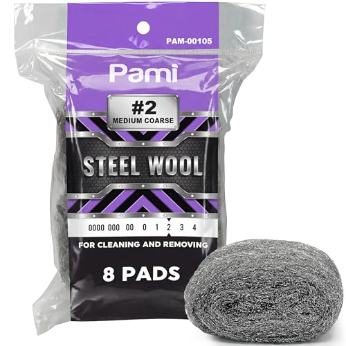 PAMI Pack of 8 Steel Wool Pads, Non Scratch Steel Scrubber for Dishes, Polishing Wool Sponge for Cleaning (#2 - Medium Coarse) - style: #2 - Medium Coarse