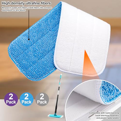 HOMEE Reusable Microfiber Mop Pads, 6 Pack 18"x 6" Mop Head Replacement, Wet/Dry Home & Commercial Cleaning Scrubbing Floor Pad - Blue,Grey,Purple - color: Colorful - 6 Pack