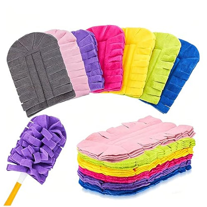 7-Piece Reusable Chenille Microfiber dust Duster, Washable Microfiber Chenille Dusting Pads, Suitable for Home, Blinds, Cars, Pets, Furniture, Fans, and More (Handle Included)