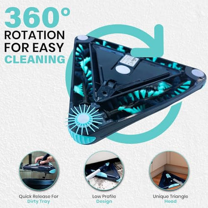 Zippi Sweeper Max - 2025 Version Lightweight Sweeper, Triangular Design Allows for Sweeping in Corners, Perfect for Short Carpet Hardwood and Tile, LED Light, 1 Hr Cleaning Time - style: Zippi Sweeper Max
