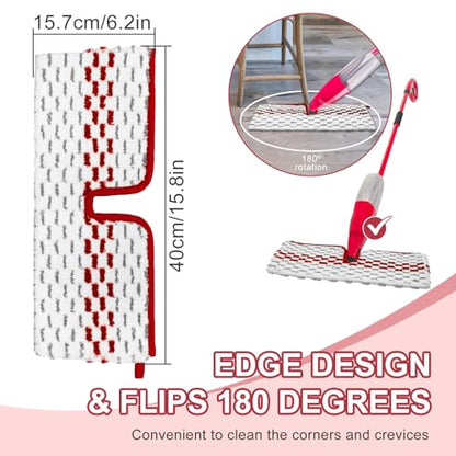 Spray Mop Pads Compatible with Promist Max - Reusable Mop Refills for Oceda Promist Max, Microfiber Double Sided Usable Dry Wet Floor Cleaning (6 Pack Red) - color: 6 Packs Red