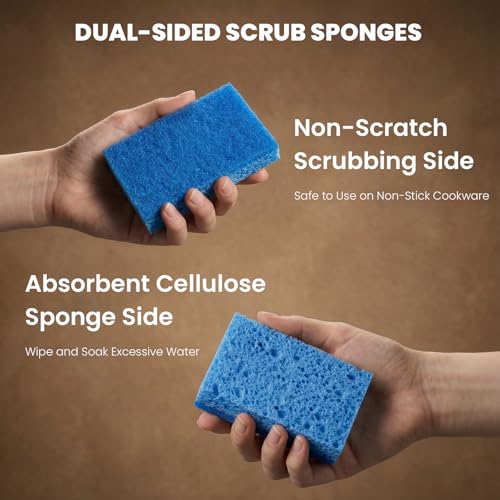 Metflavor Kitchen Sponges, 24 Count, Non-Scratch Scrub Sponge, Dual Sided Cleaning Sponges for Dishes, Kitchen, Bathroom - size: 24 Pack