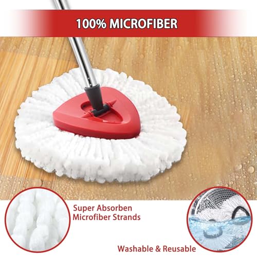 4-Pack Spin Mop Heads Replacements Compatible with O-Ceda EasyWrin 1-Tank System, Microfiber Refills, Deep Cleaning Mop Replace Head, Machine Washable Easy-to-Replace, White - color: 4pcs Easywring Refills White