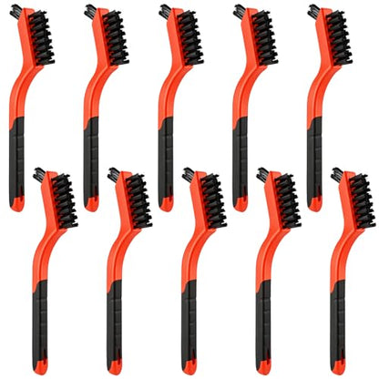10PCS Nylon Cleaning Brushes for Tight Spaces, Non Scratch Detail Cleaning Brush Set for Window Tracks, Kitchen, Bathroom, Keyboard, Car Detailing & Household Cleaning