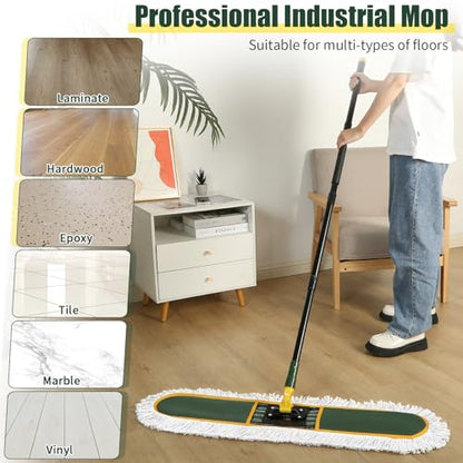 24" Commercial Dust Mop Replacement Padsfor Cleaning Office Garage Hardwood Warehouse, 2 Pack ,Green - color: Green, size: 2 Pack Pads