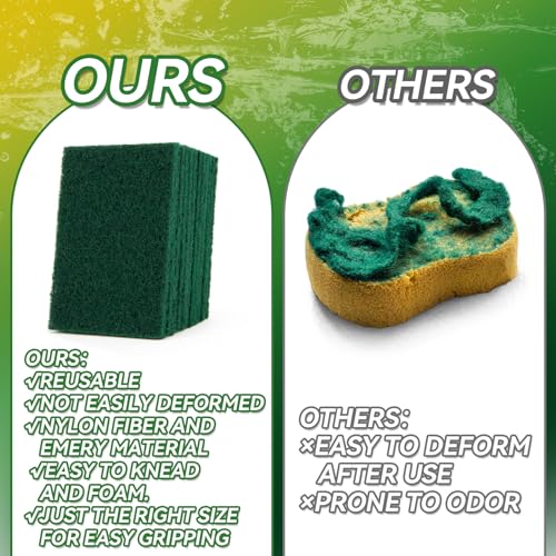 MAQIHAN Heavy Duty Scouring Pad - 10PCS Scouring Pads for Heavy Duty Cleaning Scrubbing Pads for Kitchen Bathroom Household Cleaning Dish Scrubber Scrub Sponges for Oven Barbecue Grill Bathtub