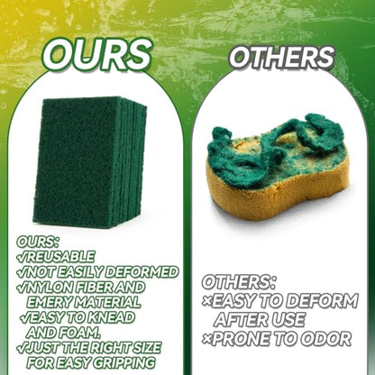 MAQIHAN Heavy Duty Scouring Pad - 10PCS Scouring Pads for Heavy Duty Cleaning Scrubbing Pads for Kitchen Bathroom Household Cleaning Dish Scrubber Scrub Sponges for Oven Barbecue Grill Bathtub