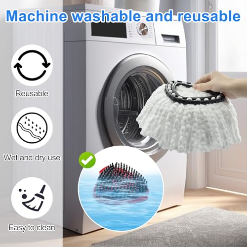 Mop Heads Replacements for Ocedar, Mop Replace Head for O Cedar EasyWring 1-Tank Spin Mop, 6 Mop Heads Include 3 Microfiber Mop Refills, 2 Upgrade Scrubber Mop Head, 1 Mop Base for O-Cedar Mop - size: for ocedar easywring 1-tank