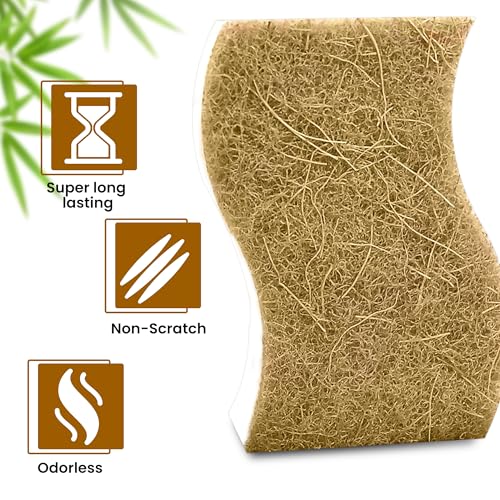Natural Kitchen Sponge –24-Pack Biodegradable Sponges for Dishes –Compostable Dish Washing Scrubbers – Eco Friendly Non-Scratch Cellulose & Coconut Husk Scrubber Sponges for Cleaning - size: Pack 0f 24