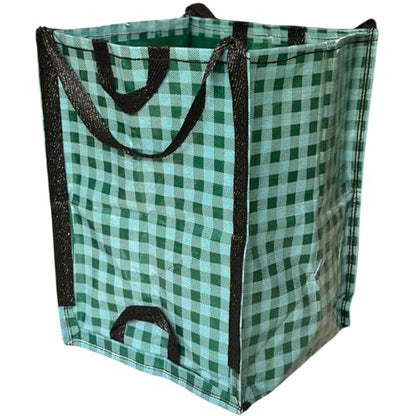 DURASACK Heavy Duty Home and Yard Bags 48-Gallon Reusable Self-Standing Lawn and Leaf Bags Garbage Can with Reinforced Handles, Gingham Green - color: Gingham Green