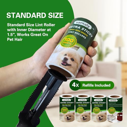 Lint Rollers for Pet Hair Extra Sticky, 600 Sheets Value Set Lint Roller with 2 Upgraded Handles, 6 Rollers Portable Pet Lint Remover for Clothes, Furniture, Carpet, Dog & Cat Hair Removal - size: 6 pcs - 600 Sheets