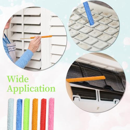 6 PCS Microfiber Detail Duster Sticks Set Mini Dusters for Cleaning AC Vent Cleaner Crevice Cleaning Tool Brush Air Vent Cleaner for Window, Fan, Blind and Car Vent