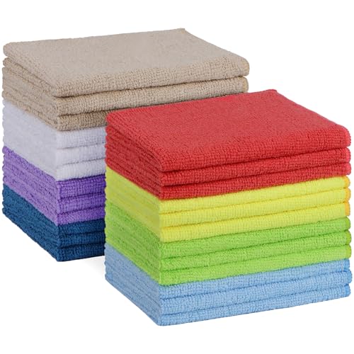HOMEXCEL Microfiber Cleaning Cloth, 24 Pack Absorbent Cleaning Rags with 8 Color Assorted,Lint-Free Cleaning Towels for Car Kitchen House, 12"X11" (Multi-Color) - color: Multicolor, size: 12 x 11 inch