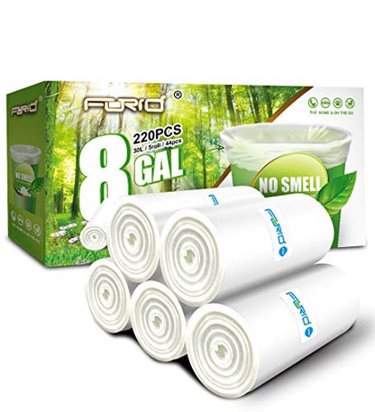FORID Clear Medium Garbage Bags – 8 Gallon Plastic Trash Bags 30 Liter Wastebasket Bin Liners 220 Count for Bathroom Bedroom Office Trash Can - style: 8 Gal (220 Count)