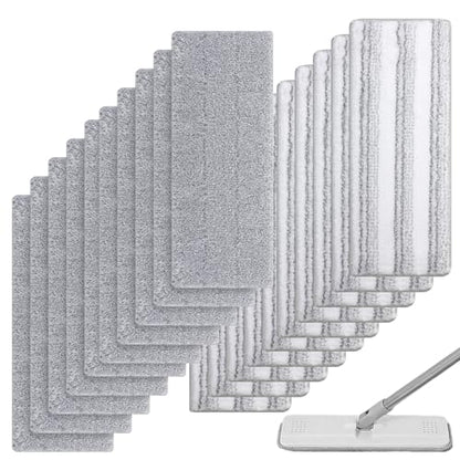 20Pcs Mop Replacement Pads, 13 * 4.9'' Universal Mop Pads Mop Head Refills Washable Wet Mop, Compatible with Most 11-13” Size Mops Microfiber Flat Mop Pad - color: White,grey