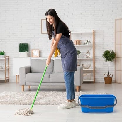 Bucket for Household Cleaning, 3 Gallon Plastic Rectangle Water Bucket with Handle for Mopping, Car and Window Washing, Blue