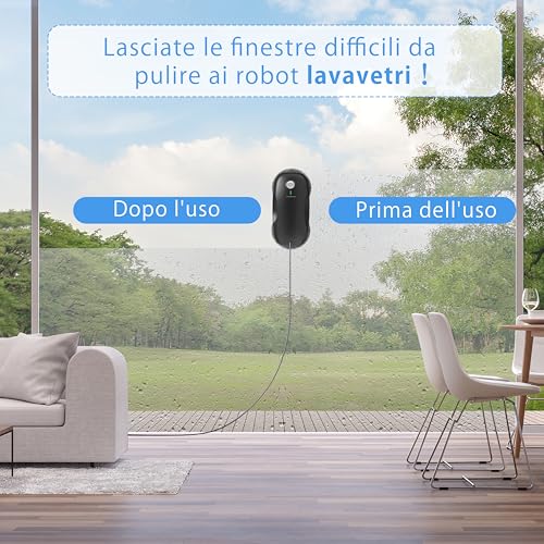 Tosima Window Cleaning Robot W2, Automatic Cleaning with Intelligent Path Planning, 3800Pa Suction Power, Edge Detection Technology, Remote Control - color: Black