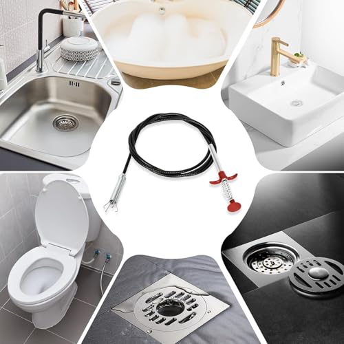 (33 inch) Drain Snake, Sink Snake Drain Tool Tools Cleaner for Toilet Sewer Shower Kitchen Bathroom Tub Clogged Drains Opener Tool, Flexible Grabber Claw Pick Up Reacher Gutter Cleaning
