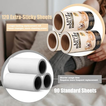 Extra Sticky Lint Roller Refills Only (No Handle Included), 10 Pack – 1200 Sheets Total, Pet Hair Remover Refills for Clothes, Furniture & Couch, Dog & Cat Hair, Animal Fur & Lint, Easy-Tear Sheets - size: 10 Refills + 1200 Sheets