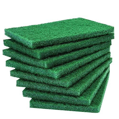 8PCS Scouring Pad - Premium Heavy Duty Scrub Pads, Reusable Household Green Dish Scrubber, Multipurpose Scour pad - for Kitchen Scrubber & Metal Grills, 3.9 x 5.9 x 0.36IN