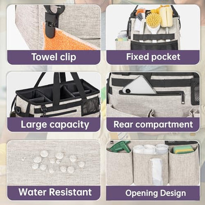 IBVIVIC Wearable Cleaning Caddy Bag for Cleaning Supplies,Large Capacity Cleaning Organizer White - color: White