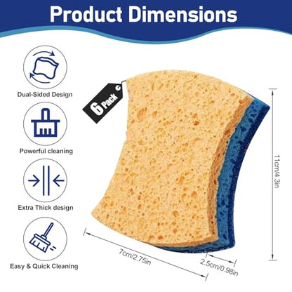 6Pcs Cleaning Sponges, Non-Scratch Scrub Dish Sponge Safe on Non-Stick Cookware, Dual Sided Cleaning Sponges for Kitchen, Household, Bathroom(Irregular,Blue) - color: Irregular,blue