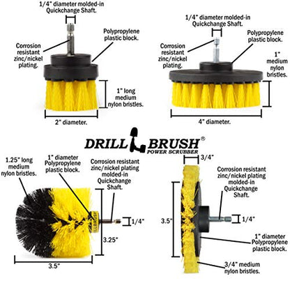 Yellow Drill Brush Attachments for Cleaning Shower, Grout, Bathroom - Grout Cleaner Drillbrush Kit - Rotary Scrub Brush Tile Cleaner Drill Attachment for Crevice Cleaning - Bathroom Tile Scrubber Set - color: Yellow