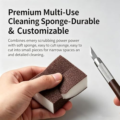 Magic Emery Cleaning Sponge, Nano Carborundum Scrub Pads, Rust Remover Sponge for Pots Pans, Heavy Duty Kitchen Cleaning Scrubber for Burnt Food, Sink, Bathroom, 5 Pack