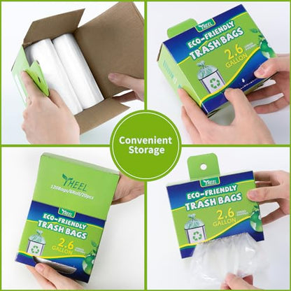 Clear 2.6 Gallon Small Trash Bags - 120 Count Bathroom Trash Bags 10L Mini Garbage Bags for Bathroom Bedroom Office Small Trash Can Liners - color: 2.6Gal-Clear-120pcs