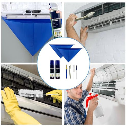 Mini Split Cleaning Kit for Air Conditioner,2 Bottles of air Conditioner Cleaner,2 Air Conditione Waterproof Bag, 4 Wall Mounted Air Conditioner Cleaning Tools etc.