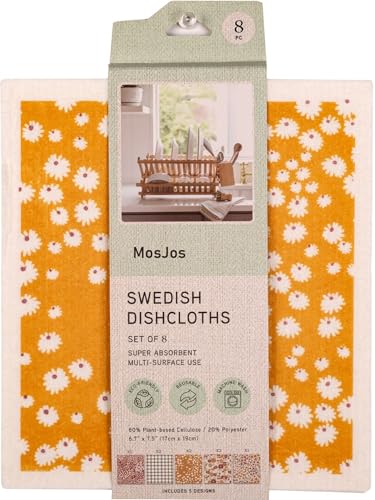 Swedish Dishcloths, 8-Pack Plant-Based Cellulose, 6.7x7.5 Inch, Super Absorbent, Rust, Green, Burgundy, Machine Washable - color: 8 Pk Rust, Green, Burgundy