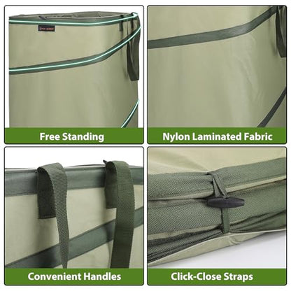 YUDI & GARDEN 46 Gallon Square Collapsible Yard Waste Containers | Collapsible Trash Can, For Collecting Weeds, Leaf, Yard and Party Waste