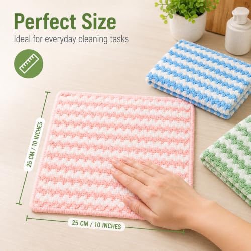 10 Pack Mircofiber Dish Cloths, Upgrade Kitchen Dish Rags, Reusable Cleaning Cloths, Kitchen Washcloths Towels, Lint Free/Absorbent/Nonstick Oil Kitchen Rags, 10''x10'' (Green) - color: Green, size: NEW 10 x 10 Inch - 10PCS