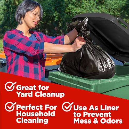 ToughBag 65 Gallon Trash Bags (120 Count) – 50x48" Large Black Garbage Can Liners – Made in USA
