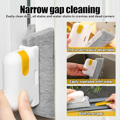 Window Track Cleaning Brush – Single Handheld Brush for Sliding Door, Window Sills, Small Gaps, and Crevices, Efficient Dirt and Water Stain Removal - color: 1yellow