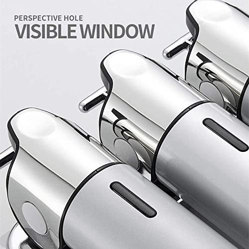 3 in 1 Chamber Wall Mounted BathroomShower Pump Dispenser,Dispensers for The Shower,Shampoo and Conditioner Dispenser,Shower Dispenser 3 Chamber no Drill - color: 17.6 Oz Triple Silvery