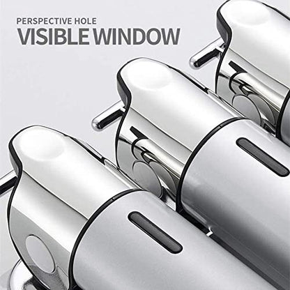 3 in 1 Chamber Wall Mounted BathroomShower Pump Dispenser,Dispensers for The Shower,Shampoo and Conditioner Dispenser,Shower Dispenser 3 Chamber no Drill - color: 17.6 Oz Triple Silvery