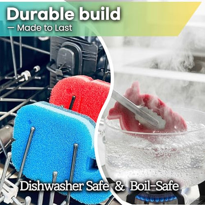 5 Pack Multipurpose Dual Sided Triple Layer Dish Sponges Kitchen | Boil Safe Scratch Free Odor Resistant Extra Durable | Flexible and Durable Design for Long Lasting Use (5, Fish) - style: Fish - 5ct