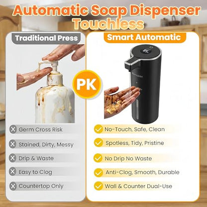 Touchless Automatic Liquid Soap Dispenser | USB Rechargeable Wall Mount 400ml Sensor Electric Hand Soap Dispenser Bathroom Kitchen Black - color: Black Liquid