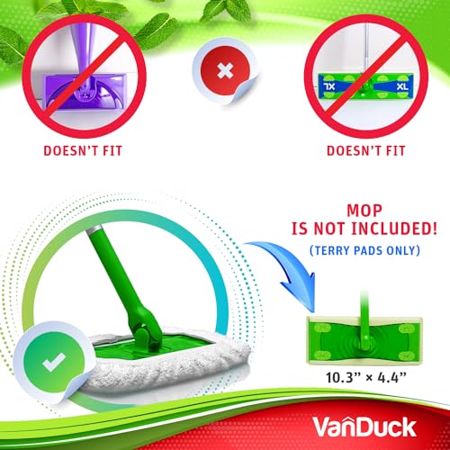 VanDuck Reusable 100% Cotton Mop Pads for Swiffer Sweeper (2-Pack) | Mop not included, reusable terry cloth mop covers, cotton replacement refills, machine washable wet mopping pads - color: Wet&dry (White), size: 2 Count (Pack of 1)