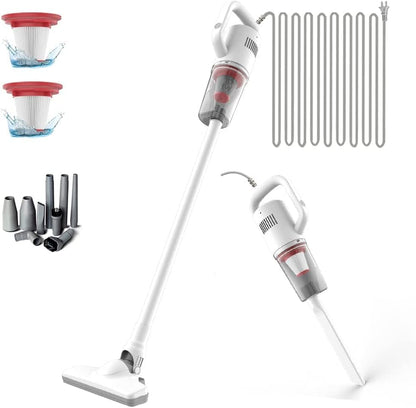 KEROMEE Stick Corded Handheld Vacuum Cleaner 26ft Cord Electric Broom for Pet Hair Hardwood Floor Cat Litter Cleaning