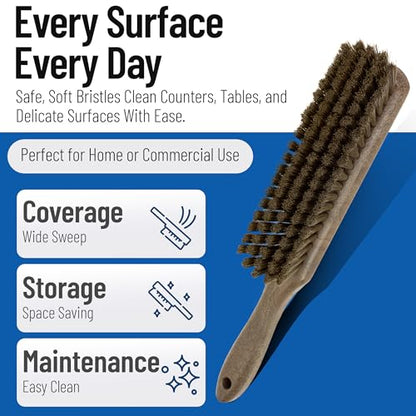 SPARTA 8 Inch Soft Counter Brush with Polyester Bristles and 5 Inch Handle, Color Coded Handheld Broom for Tables Countertops and Foodservice Surfaces, 13 Inch Overall Length, Brown - color: Brown