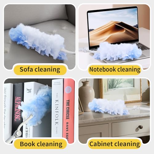Reusable Feather Dusters for Cleaning,Heavy Duty Dusters with 10 Count 360 Duster + 1 Handle