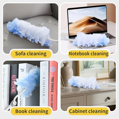 Reusable Feather Dusters for Cleaning,Heavy Duty Dusters with 10 Count 360 Duster + 1 Handle