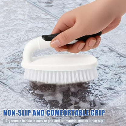 Scrub Brushes for Cleaning Bathtub Scrubber Heavy Duty Scrub Brush with Handle Stiff Bristle Cleaning Brush for Shower, Kitchen, Sink, Bathroom, Floor (Black) - color: Black
